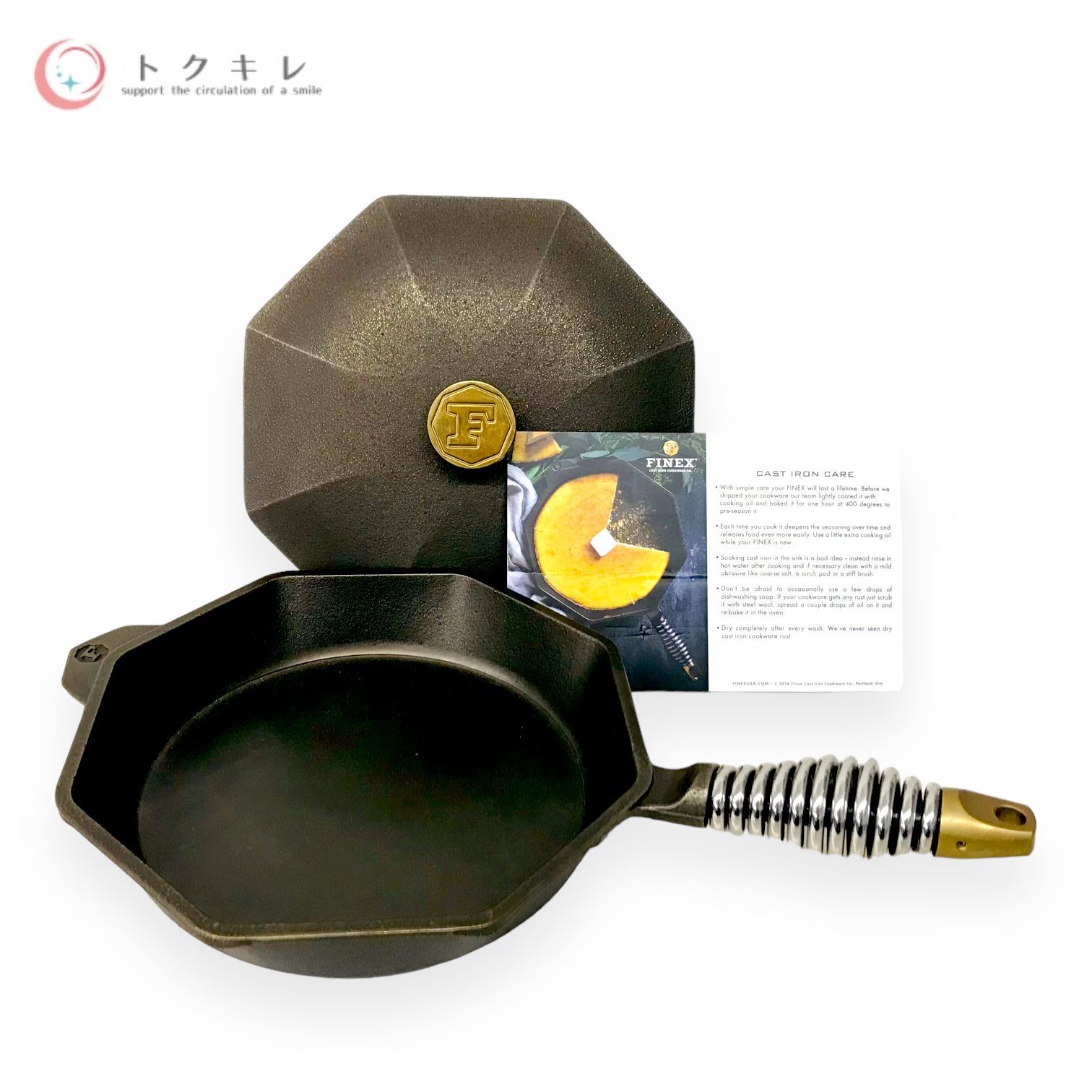 トクキレ FINEX キャストアイアン スキレット 10インチ 蓋有 外径26.5 x 高さ5cm 重量2.9kg フィネックス