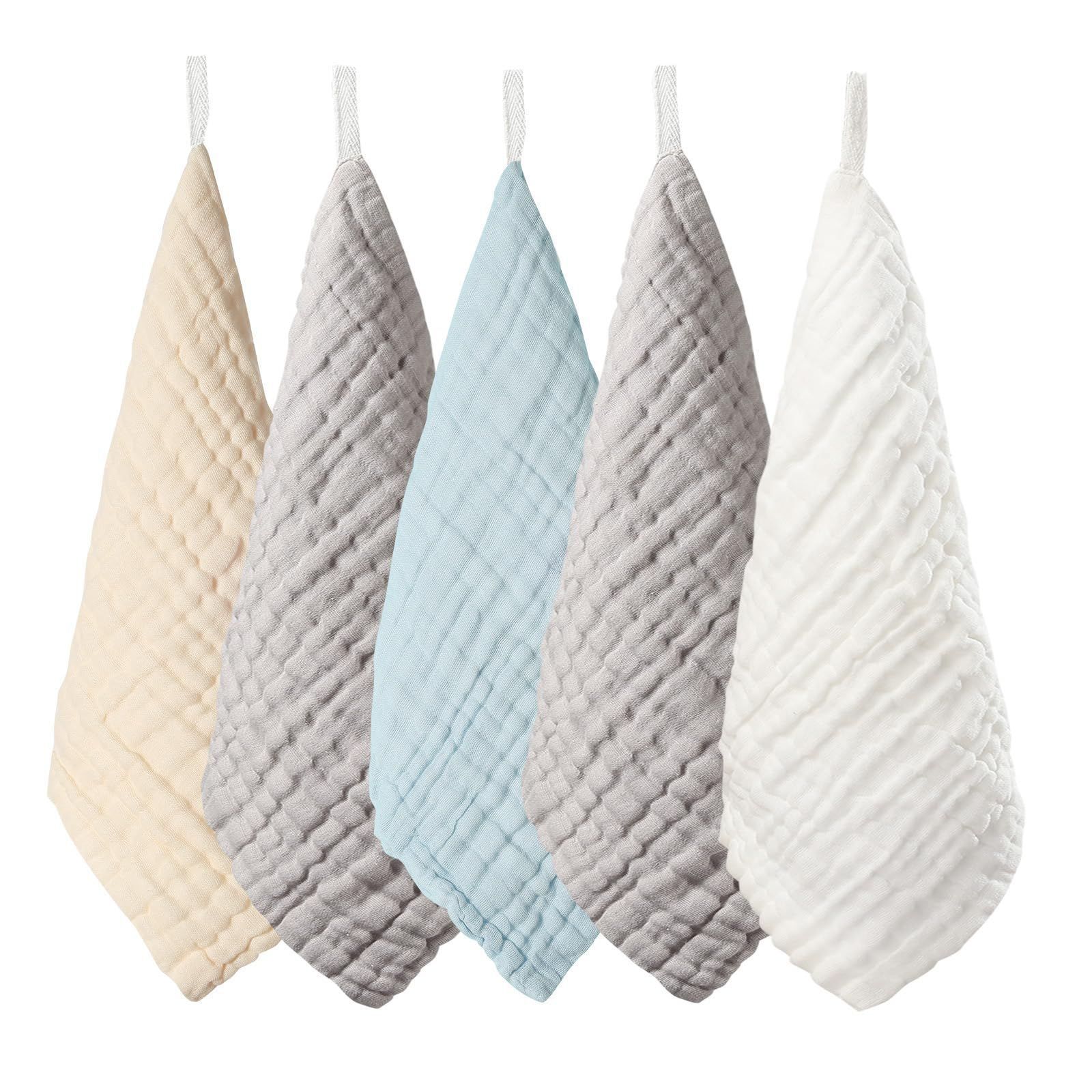 ガーゼハンカチ 赤ちゃん 6層 30 x cm ベビーガーゼ 綿 柔らかく 名前入 ループ付 セット