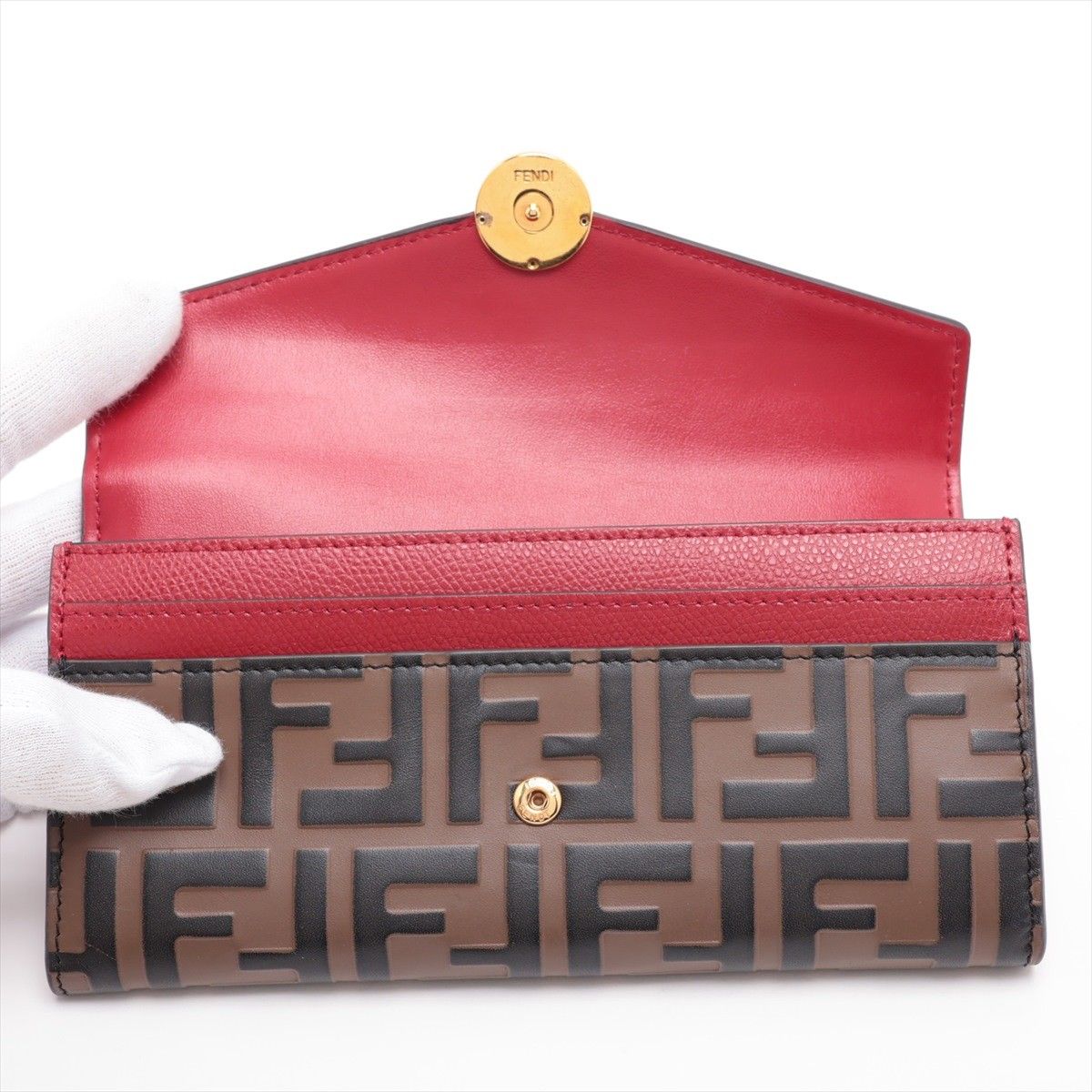 FENDI フェンディエフイズ レザー長財布8M0251ズッカ柄