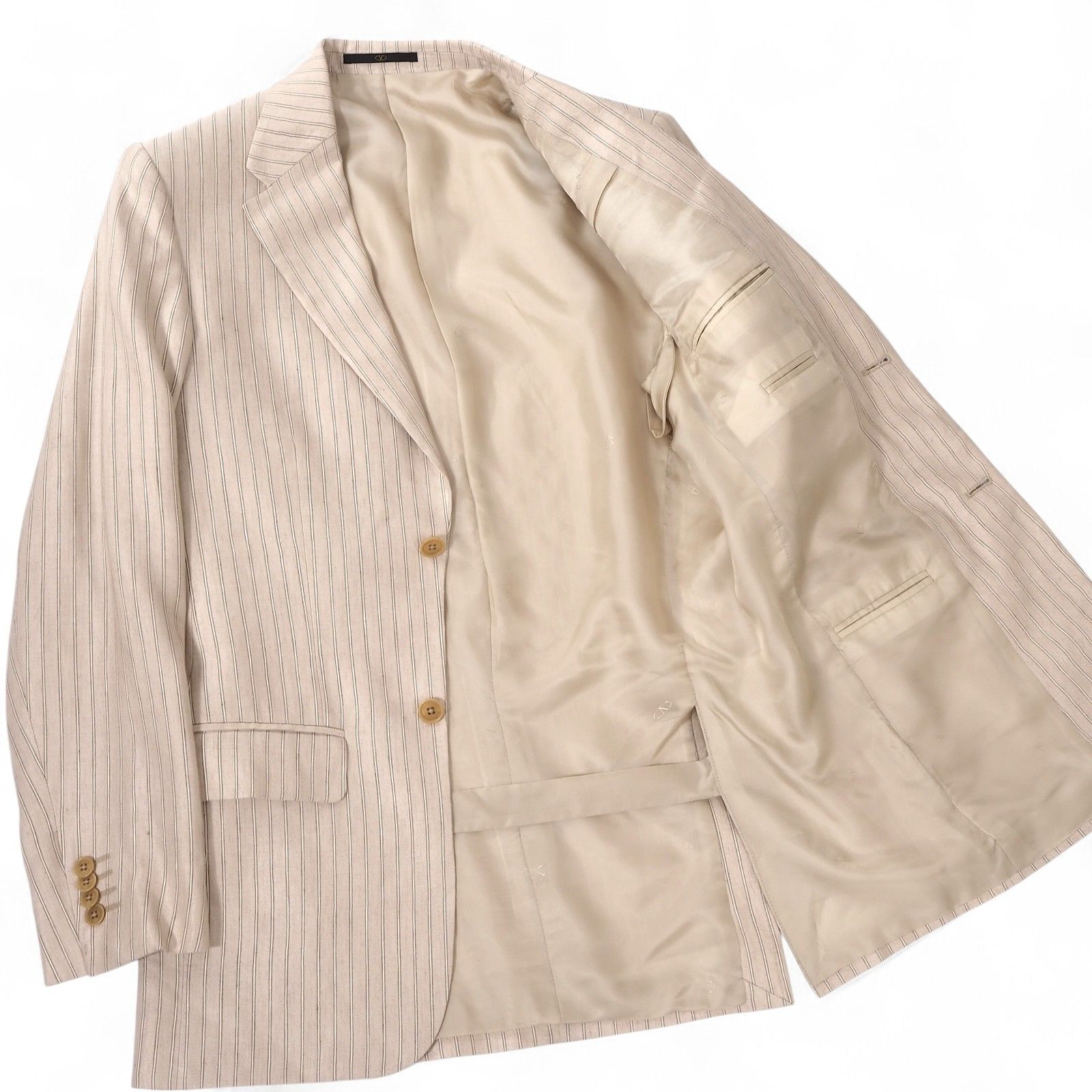 【国内発送】VALENTINO ベージュジャケット △極美品 ヴァレンティノ VALENTINO リネン シルク テーラード