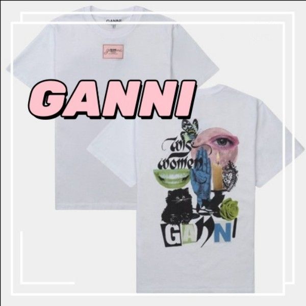 早期完売★GANNI☆Basic Jersey Collage 半袖 Tシャツ★大人気★ 大感謝セール☆GANNI☆Basic Jersey Collage リラックスフィット