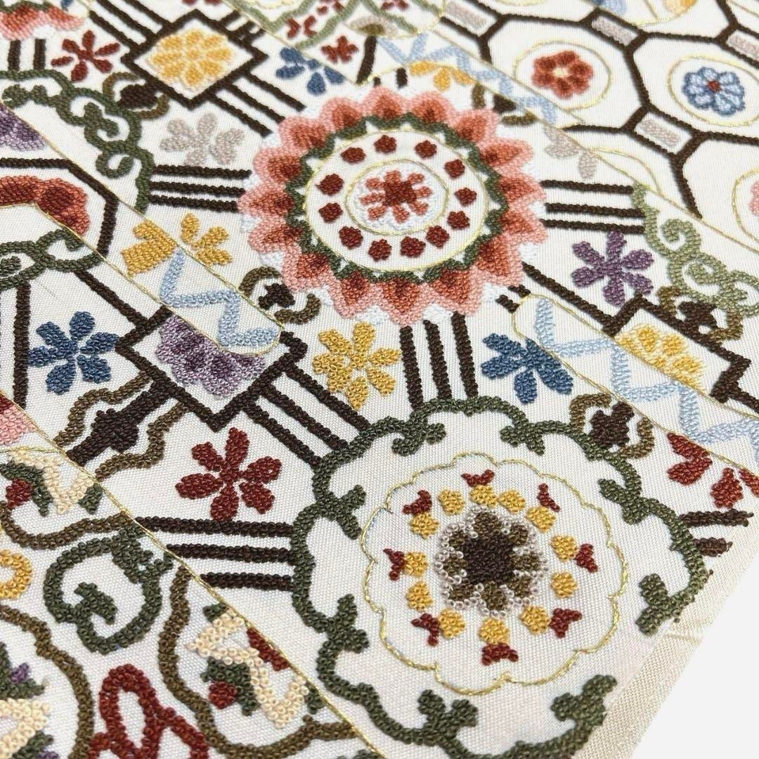 未着用　袋帯　相良刺繍　金駒刺繍　蜀江紋　花紋　着物　043a p 未着用 袋帯 相良刺繍 金駒刺繍 蜀江紋 花紋 着物 043a p - メルカリ