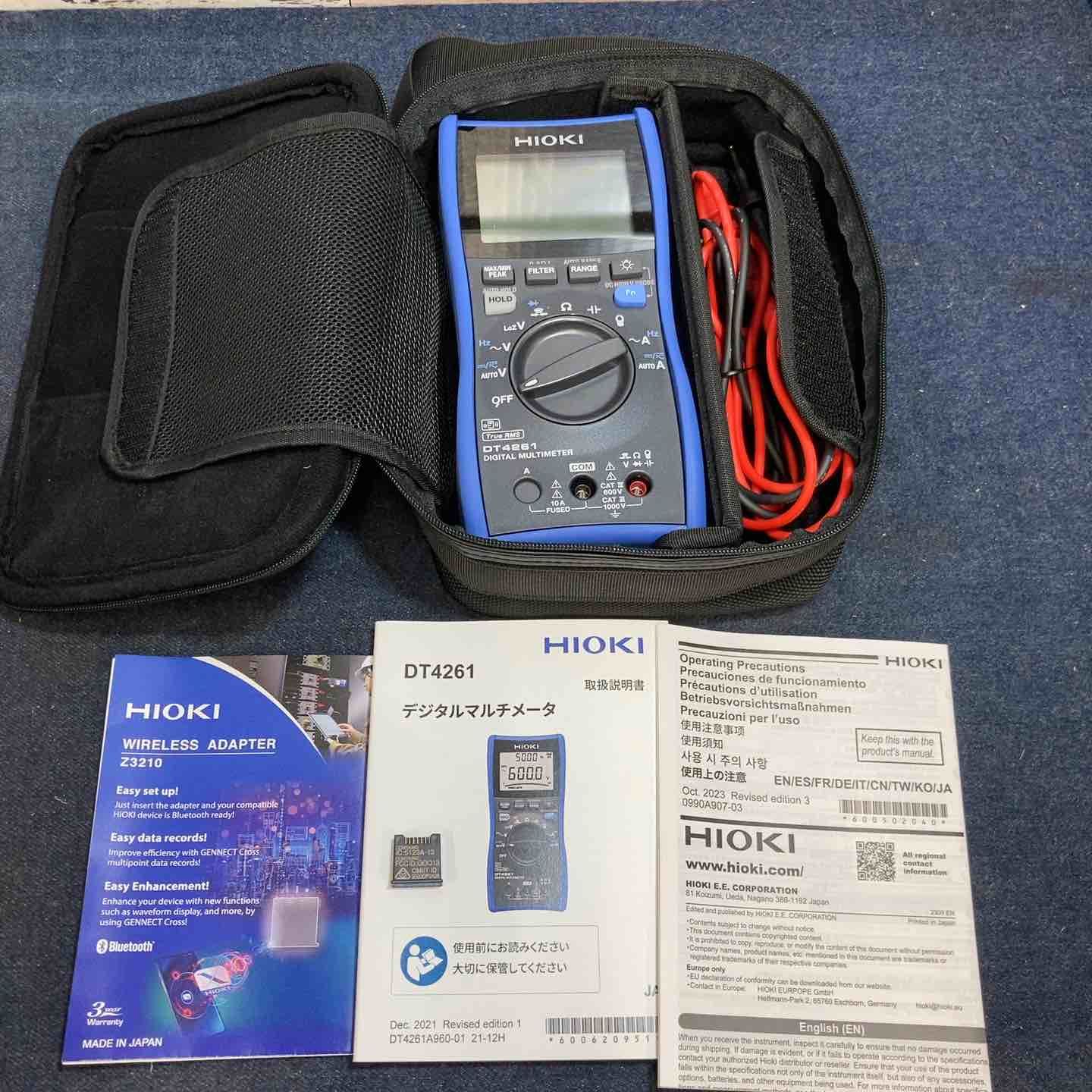 HIOKI デジタルマルチメータ DT4261 無線通信 Z3210装着時 通信距離 見通し10m 携帯用ケース＆ワイヤレスアダプタ付き 八潮店