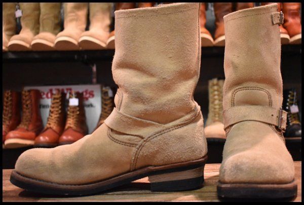 【9.5D 良品 10年】レッドウィング 8268 スエード エンジニア ホーソーンアビレーンラフアウト スチールトゥ ブーツ redwing HOPESMORE【EI086】