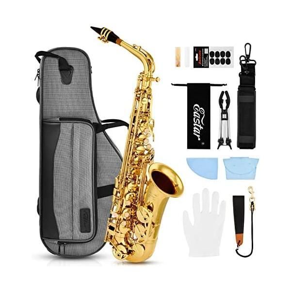 Eastar アルトサックス サックス 12点セット bE Eフラット Saxophone ゴールドラッカー ゴールド EAX-21