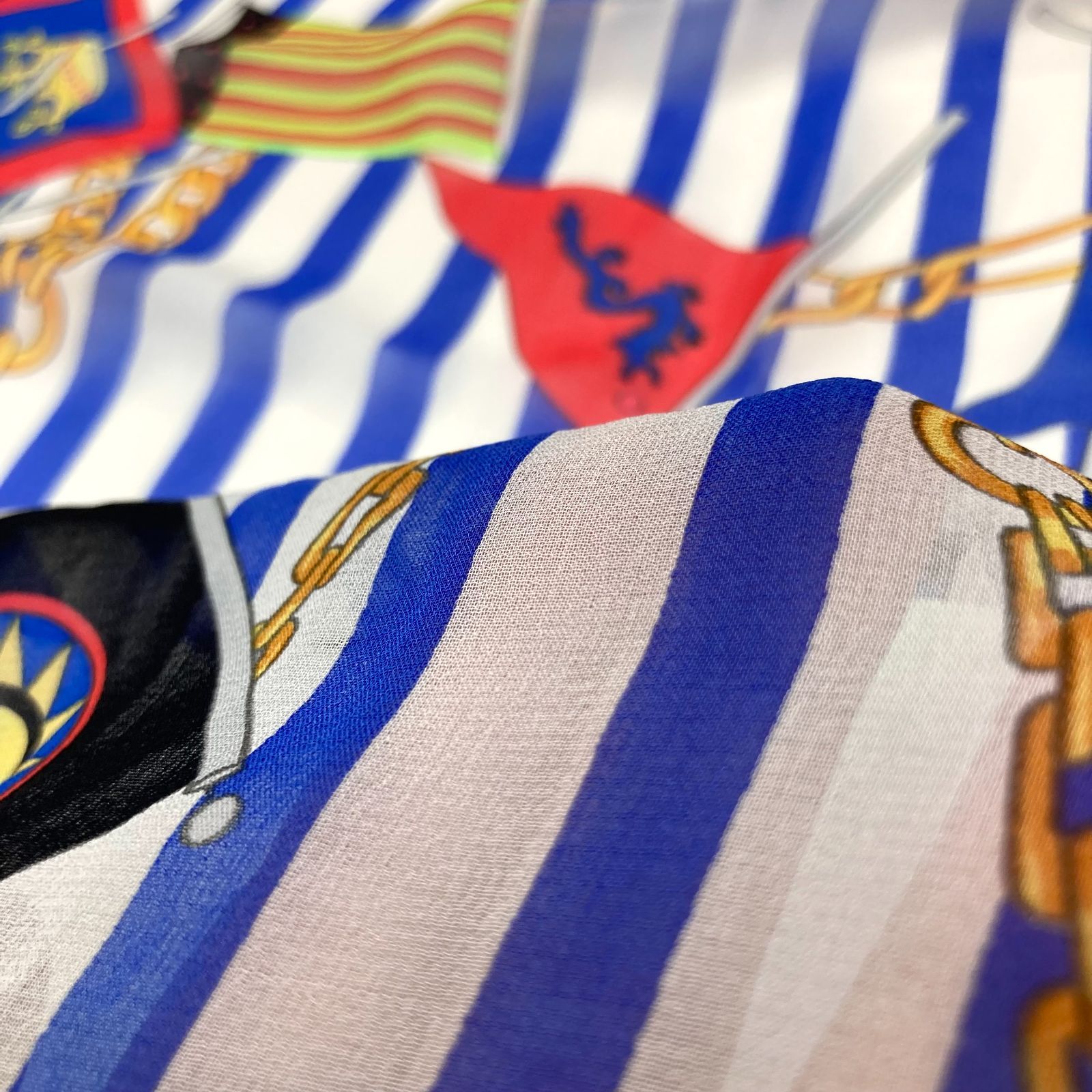 希少品＆1点のみ【#1629】レオナール製ストライプ柄シルクシフォン生地  