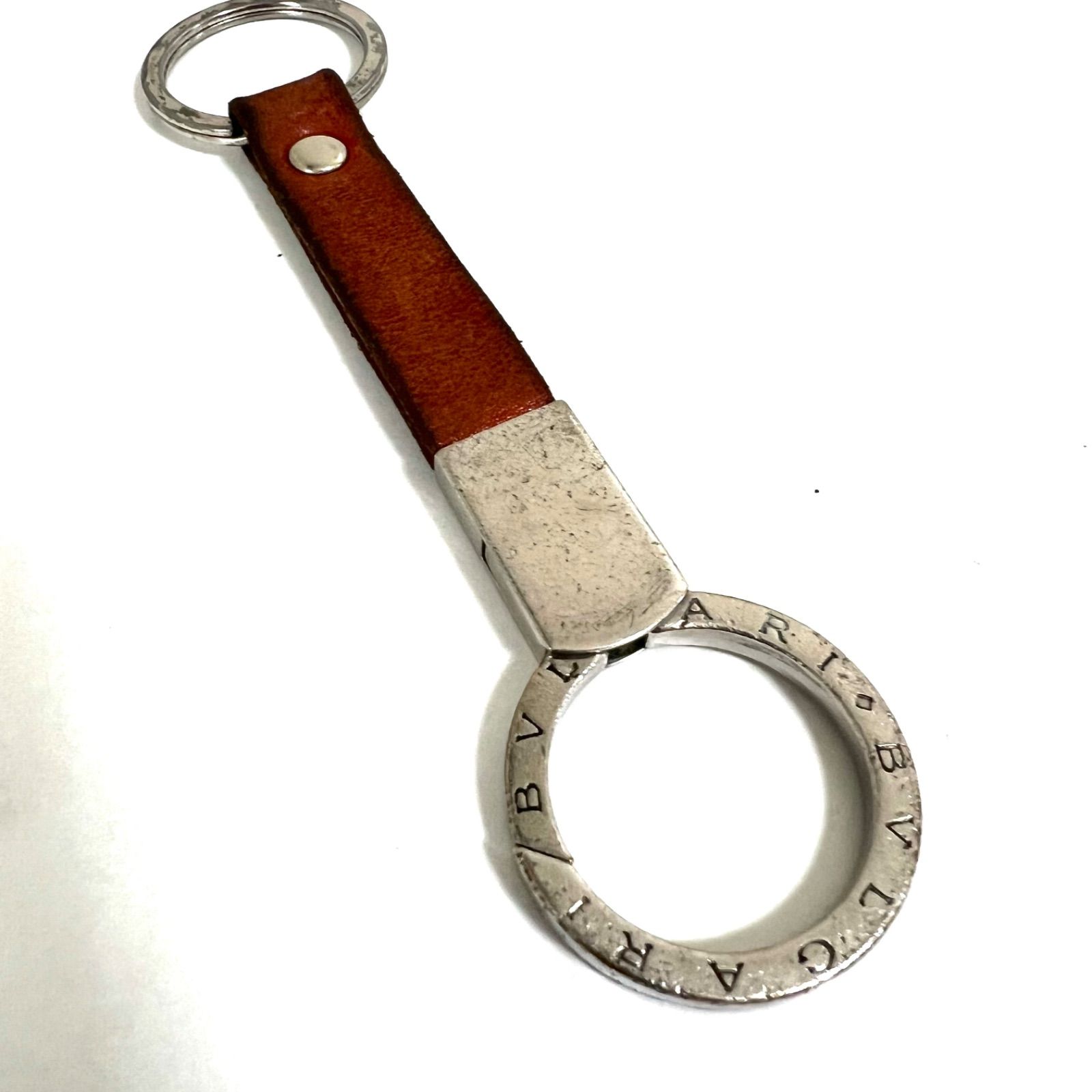 BVLGARI　ブルガリ・ブルガリマン キーリング　レザー　ゴールド/ブラウン ブルガリ BVLGARI キーホルダー キーリング レザー ブラウン - メルカリ