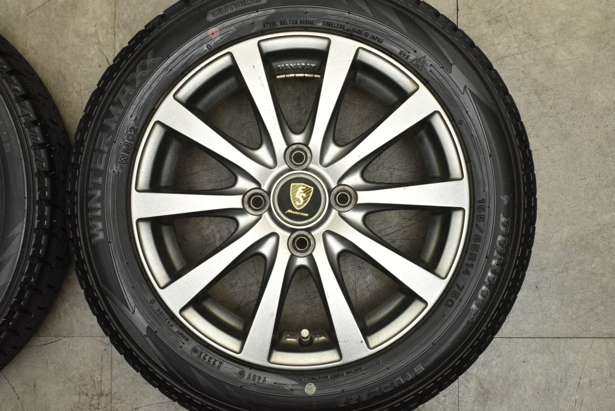 2025超人気！ バリ溝 マナレイ 14in 4.5J 43 PCD100 ダンロップ ウィンターマックス WM02 155|65R14 N-BOX N-ONE デイズ サクラ フ ワゴン 送料無料も!