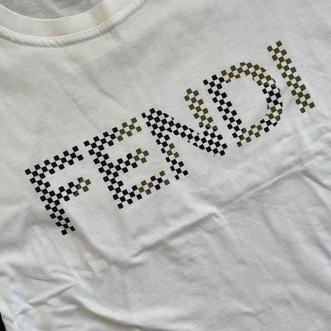 フェンディ ロゴ入り半袖Tシャツ 白 綿 レディース サイズ記載なしM 