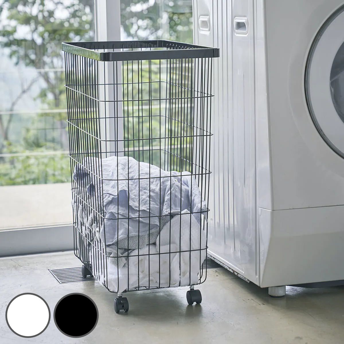 山崎実業 tower ランドリーバスケット タワー キャスター付き 4903208047760 タワーシリーズ 洗濯かご ランドリーワゴン 洗濯カゴ 55L ランドリー バスケット 洗濯物入れ 洗濯ラック 脱衣カゴ