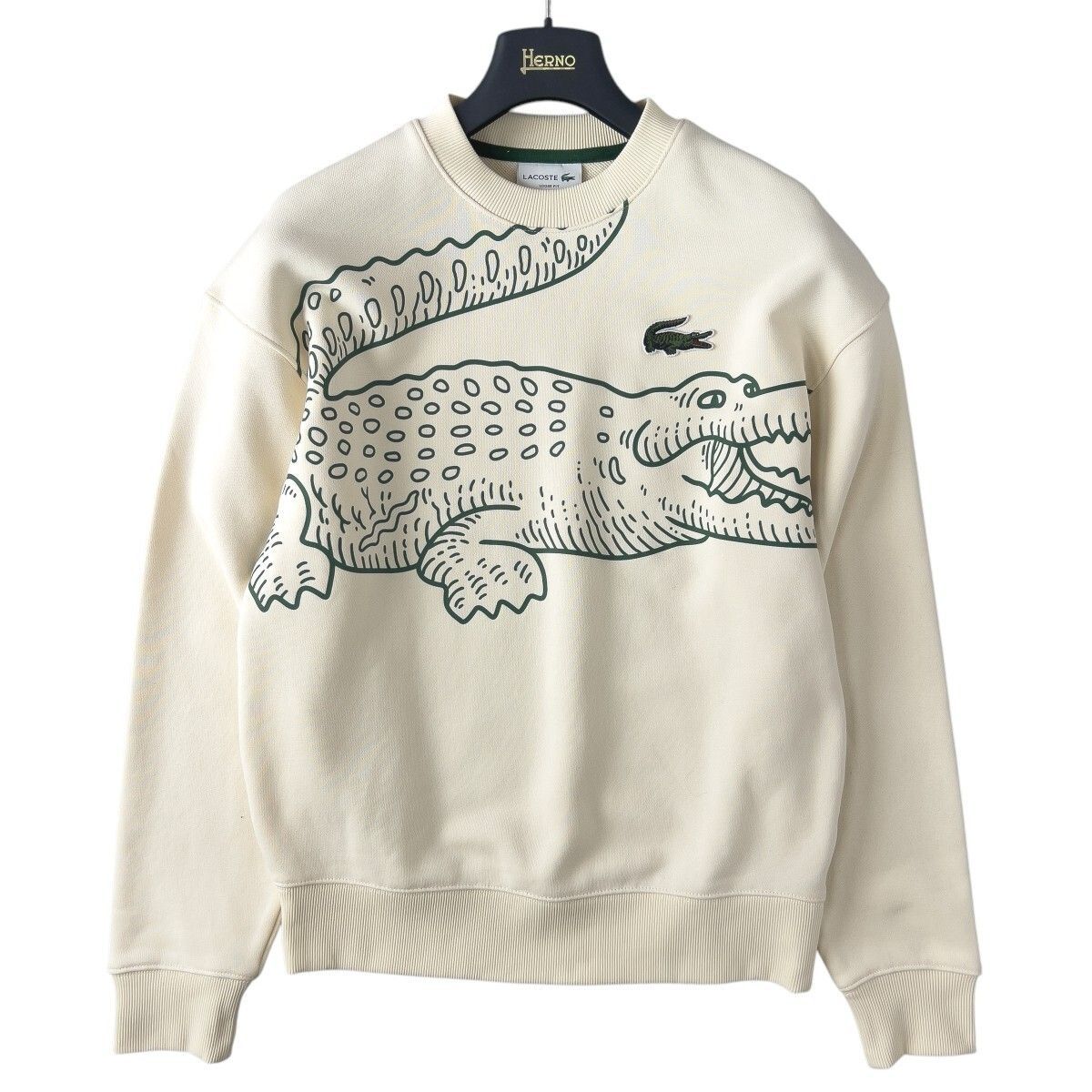 未使用 LACOSTE ラコステ デカワニ プリント クルーネック スウェット 