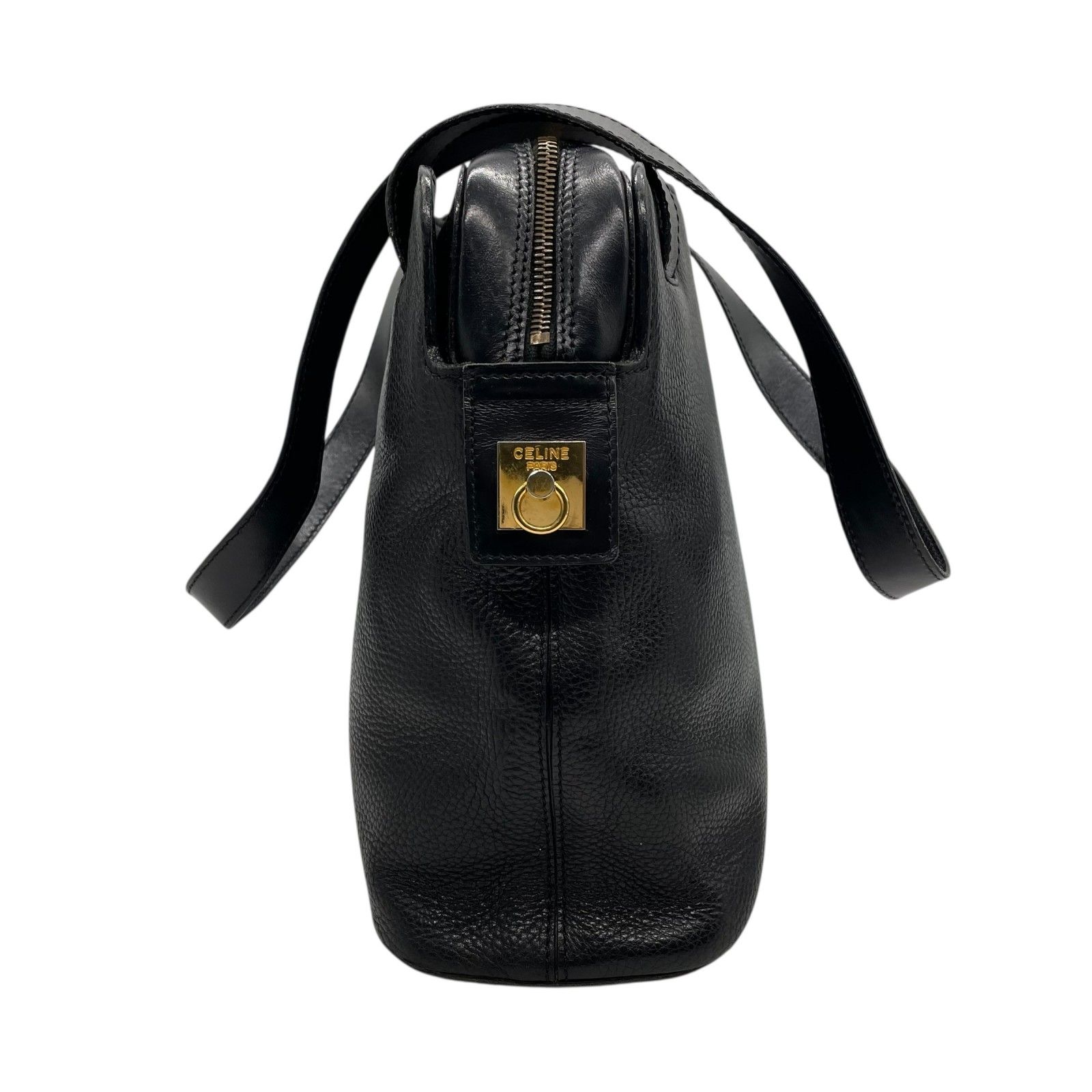 CELINE セリーヌ ヴィンテージ シボ革 レザー 本革 ブラック 黒