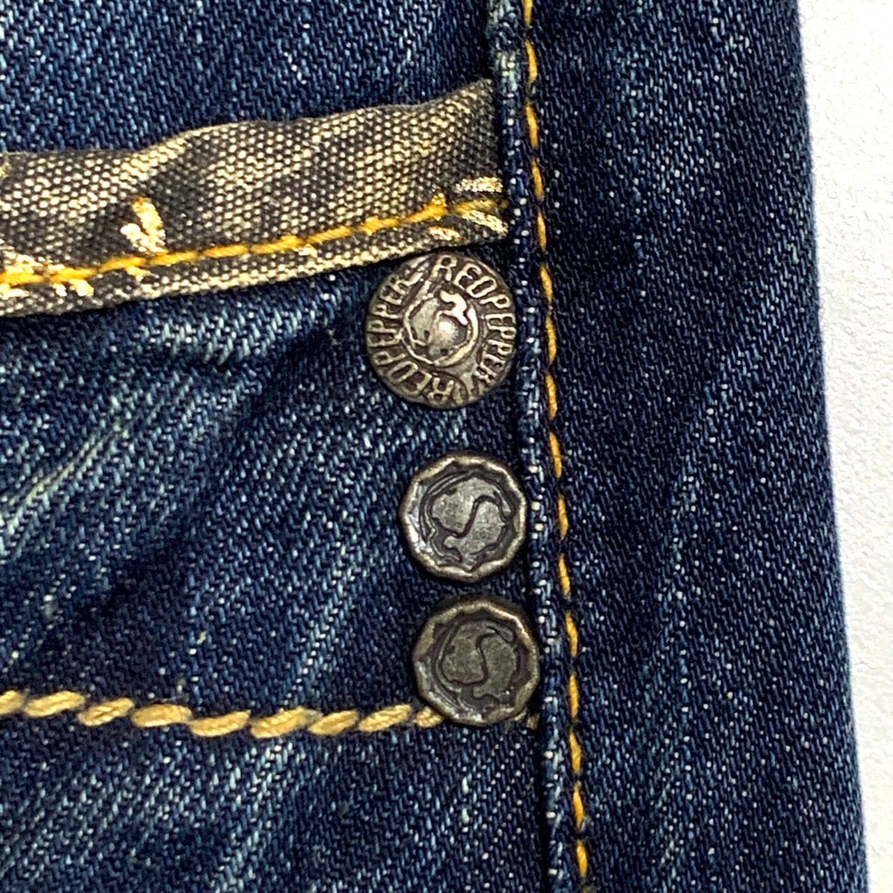 RED PEPPER デニムパンツ 34 十字架 刺繍 Y2K クロス 翼 羽