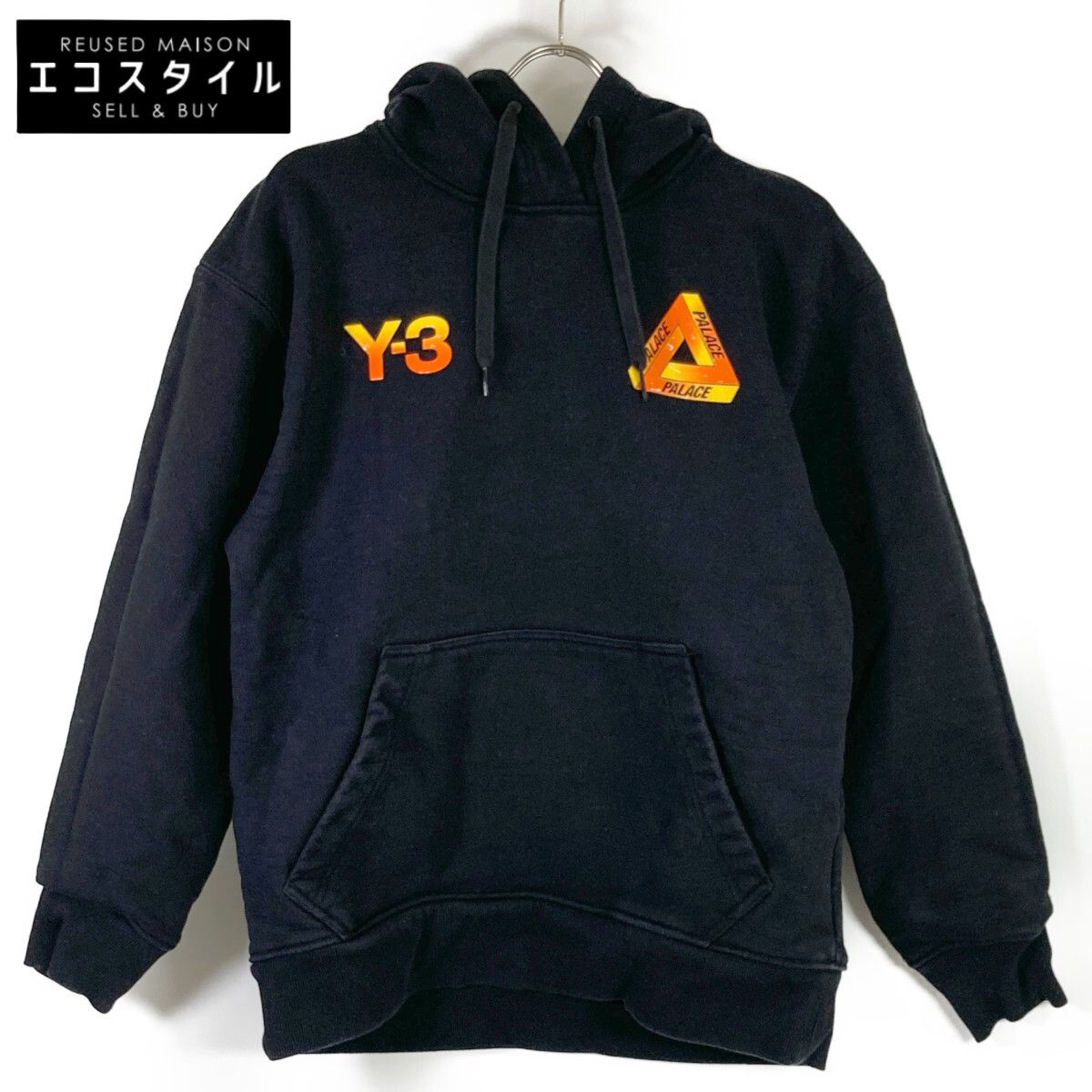 Y-3 ワイスリー ×PALACE ﾌﾞﾗｯｸ ｺｯﾄﾝ ｽｳｪｯﾄ ﾊﾟｰｶｰ S