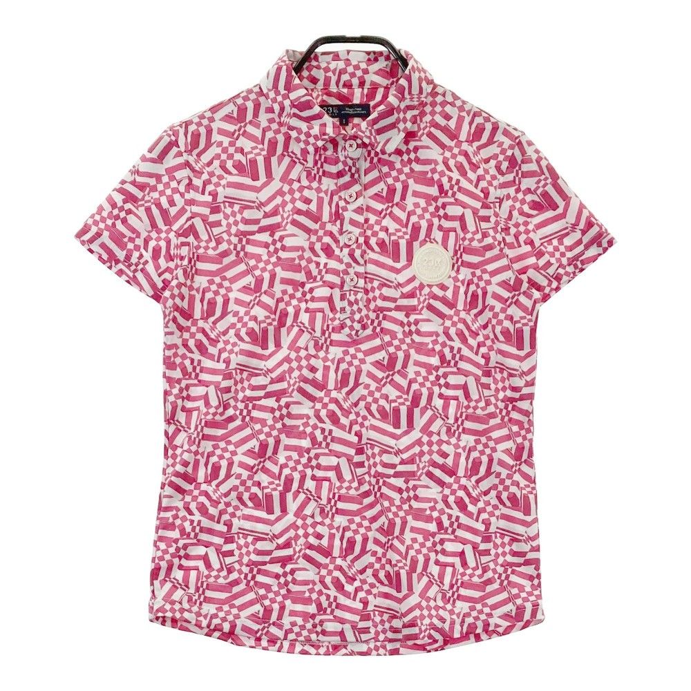 美品 ランバンスポール ゴルフ ポロシャツ ピンク 系 サイズ38 LANVIN ランバンスポール 長袖ポロシャツ ピンク×白 襟裏