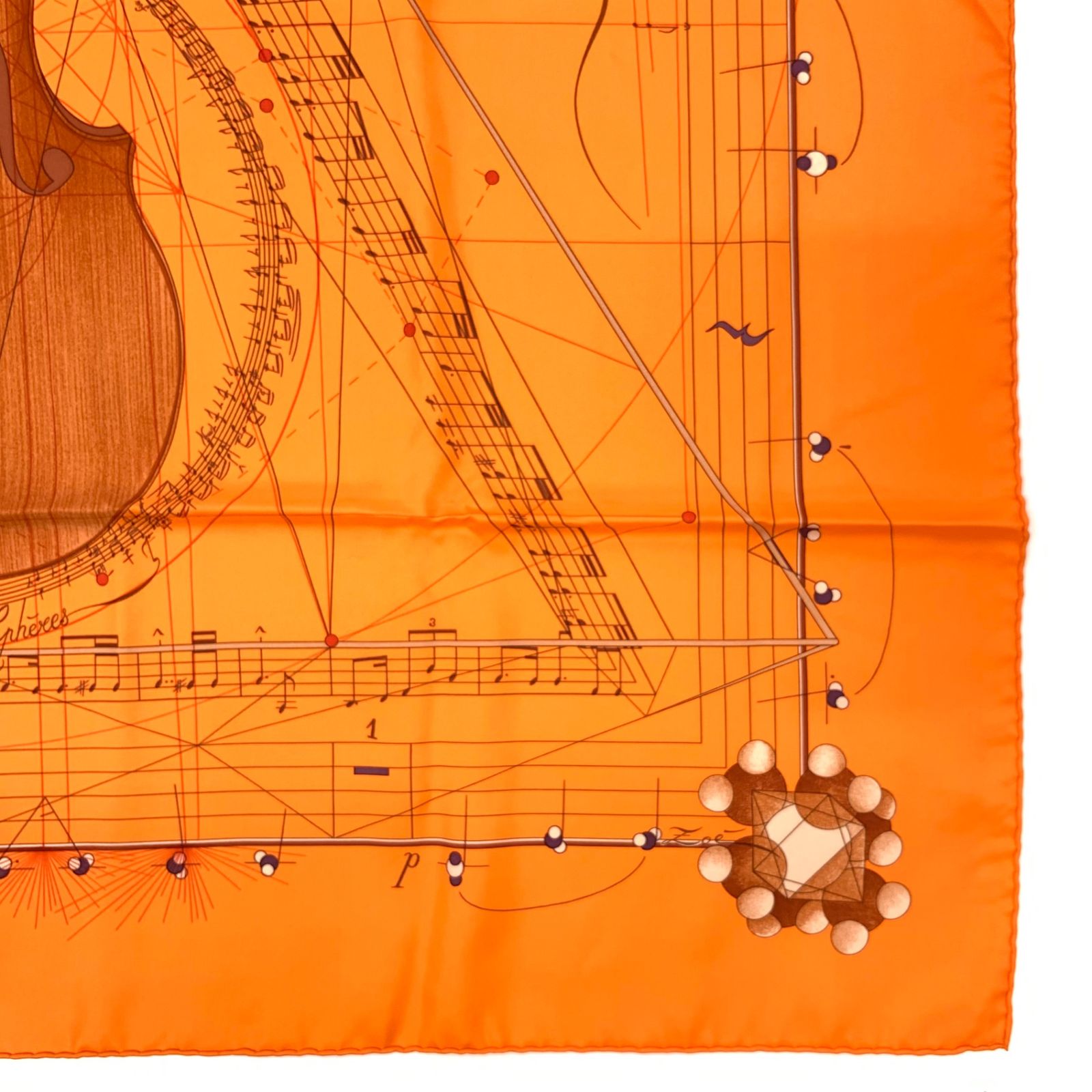 美品 HERMES エルメス カレ90 LA MUSIQUE DES SPHERES 球体が奏でる