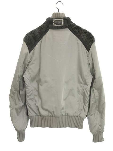 DOLCE &GABBANA レザージャケット DOLCE&GABBANA ドルガバ ブルハイドレザー＆ナイロン ジャケット