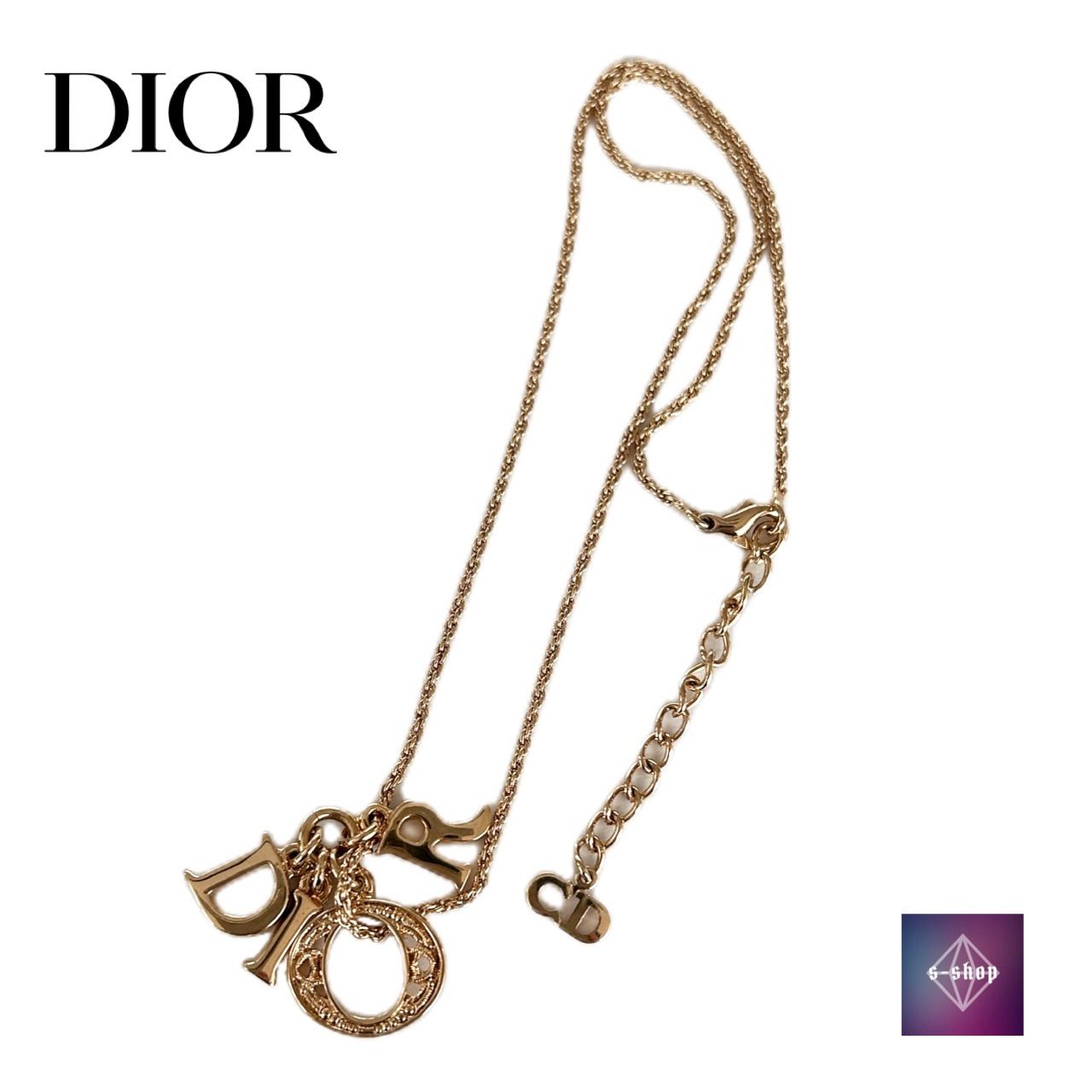 約350cm約50cmDIR【美品】DIOR ディオール ネックレス イニシャルチャーム ロゴ JAL 機内販売 ゴールドカラー 中古 ネックレス