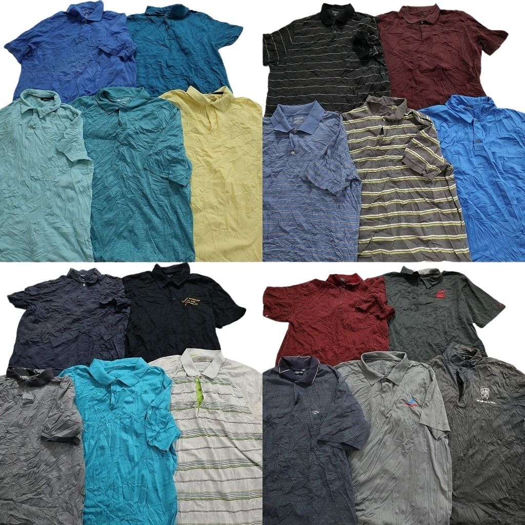 古着卸 まとめ売り ポロシャツ 20枚セット (メンズ XL ) 無地 ボーダー マルチカラー ワンポイント 中古 古着 MY5148