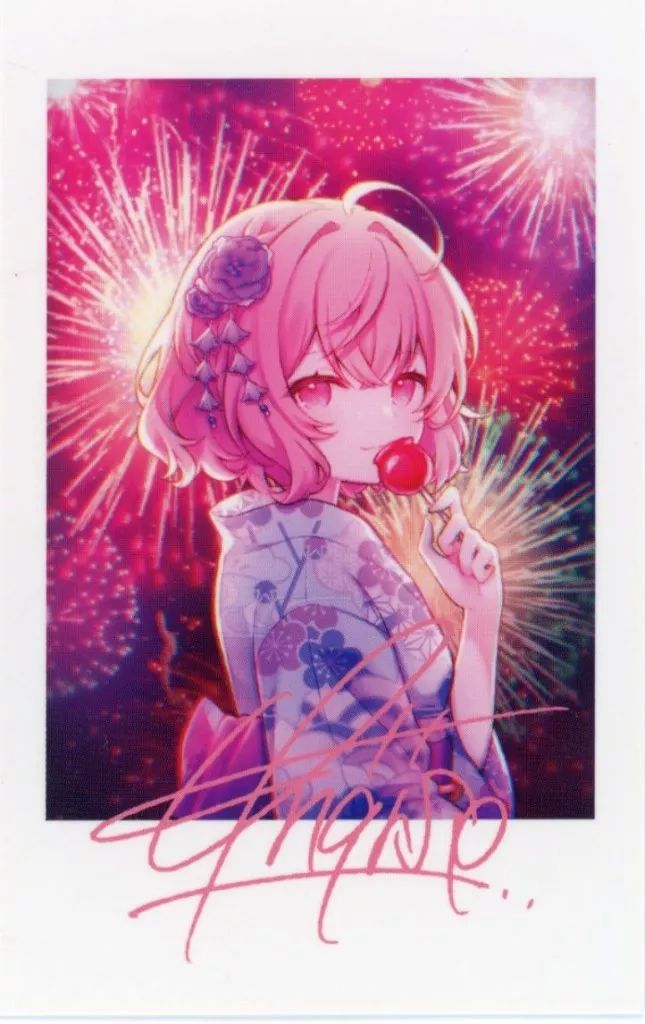 中古】キャラカード nqrse(浴衣) なるせちゃんのチェキ(デジタルサイン