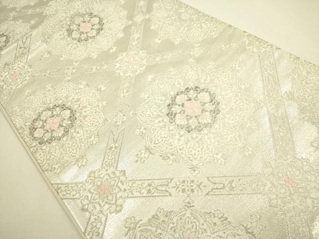 平和屋着物▽全通柄袋帯 備長炭染 間道 金通し地 正絹 逸品 AABA8371wj