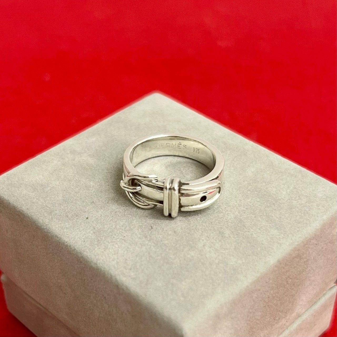 ケース付 HERMES エルメス サンチュール シルバー925 リング 指輪 9号 ジュエリー レディース シルバー 14312