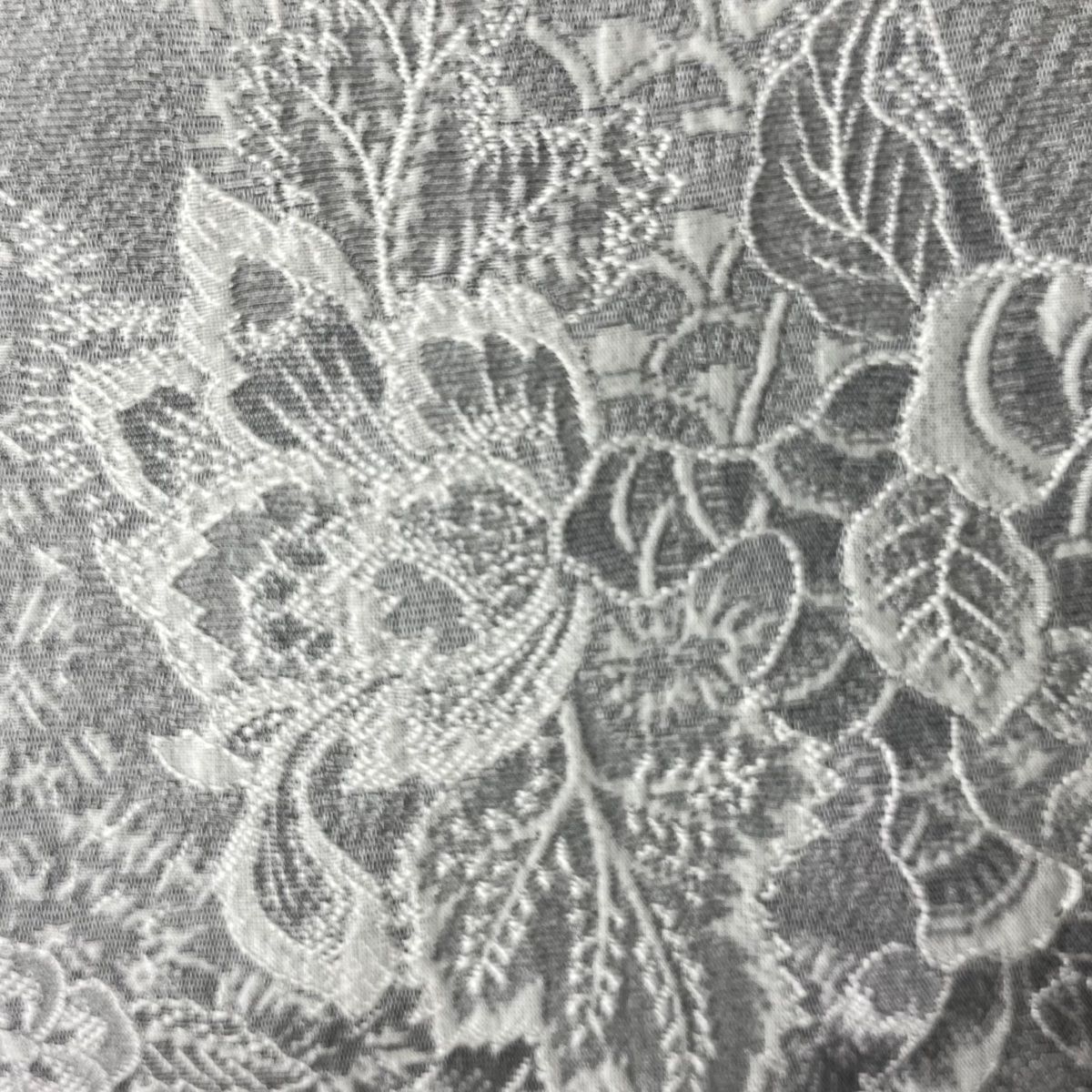 小紋 身丈161cm 裄丈68cm L 袷 山岡古都 落款 更紗 草花 紋意匠 灰色  