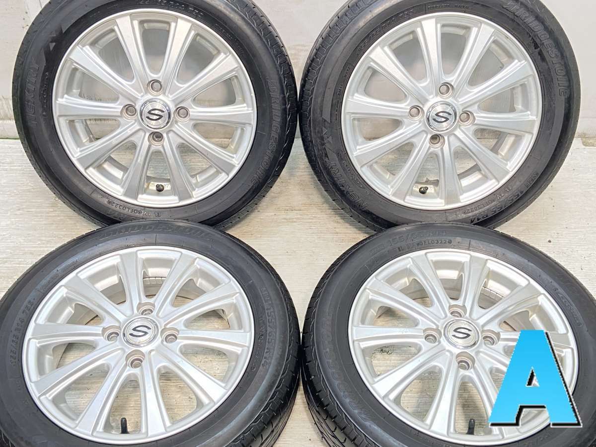 155/65R14 ブリヂストン ネクストリー S 14x4.5 45 100-4穴 中古タイヤ ...