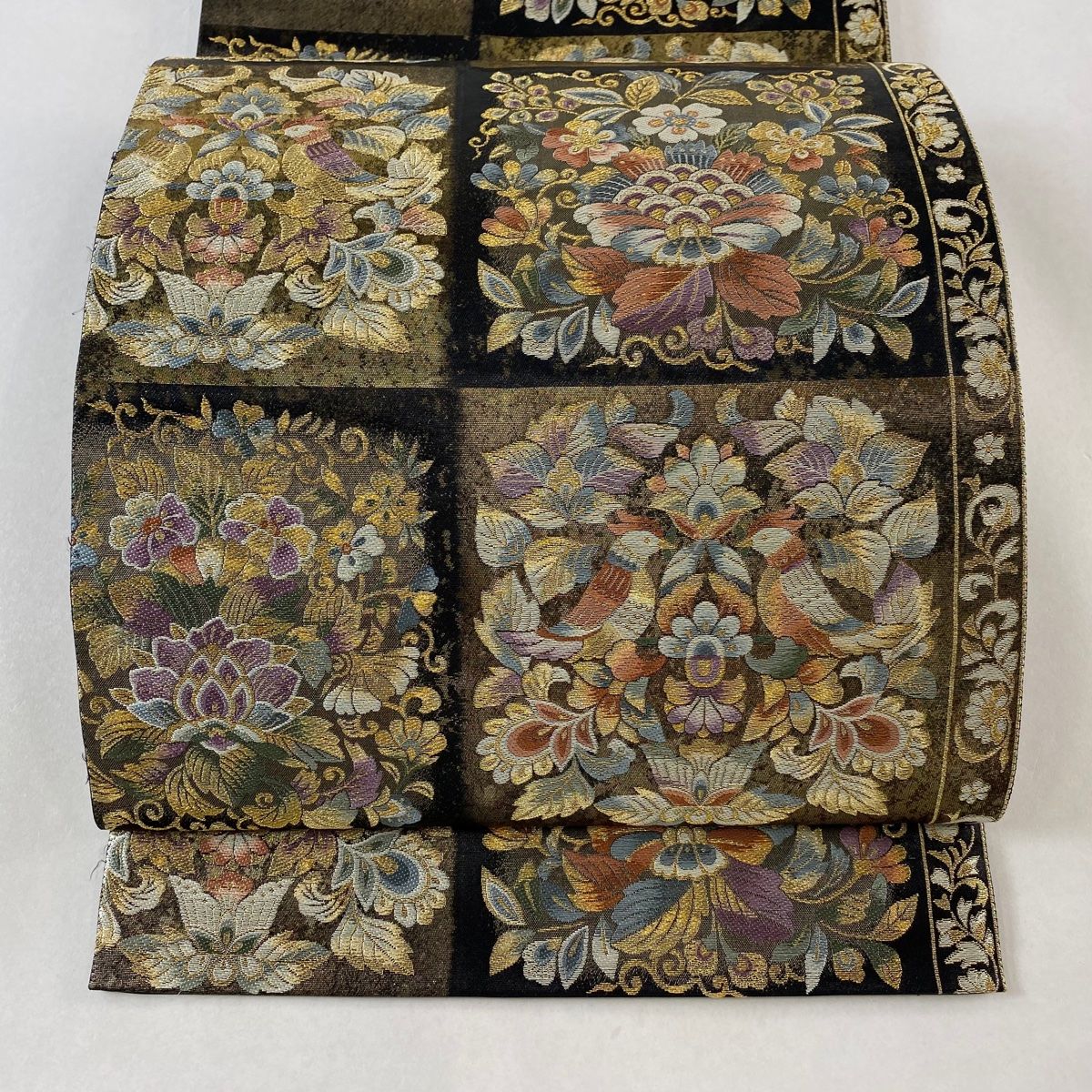 楽天市場】袋帯 美品 秀品 草花 鳥 金糸 箔 金色 六通 正絹