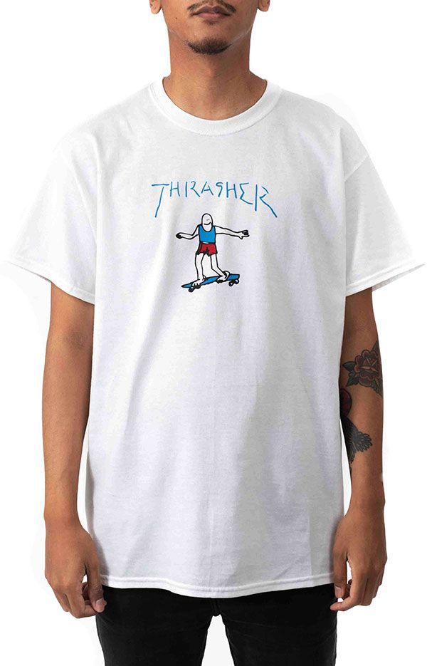 Thrasher (スラッシャー) US Tシャツ Gonz Logo T-Shirt White マークゴンザレス ゴンズ スケボー SKATE SK8 スケートボード