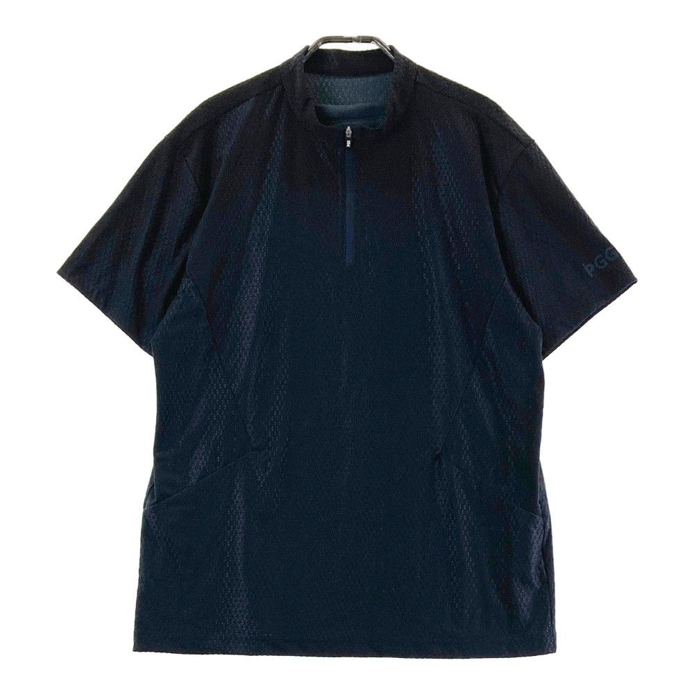 サイズ 4 PGG PEARLY GATES パーリーゲイツ 2025年モデル ハーフジップ半袖Tシャツ 総柄 ネイビー系 240101269720 ゴルフウェア メンズ ストスト