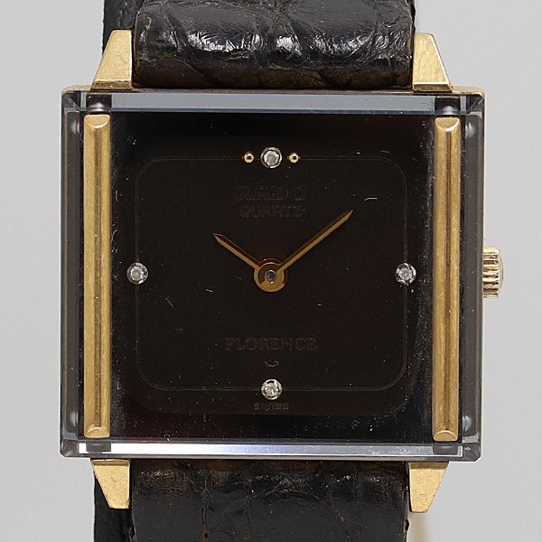 デッドストック級 ラドー フローレンス 黒文字盤 QZ レディース腕時計
