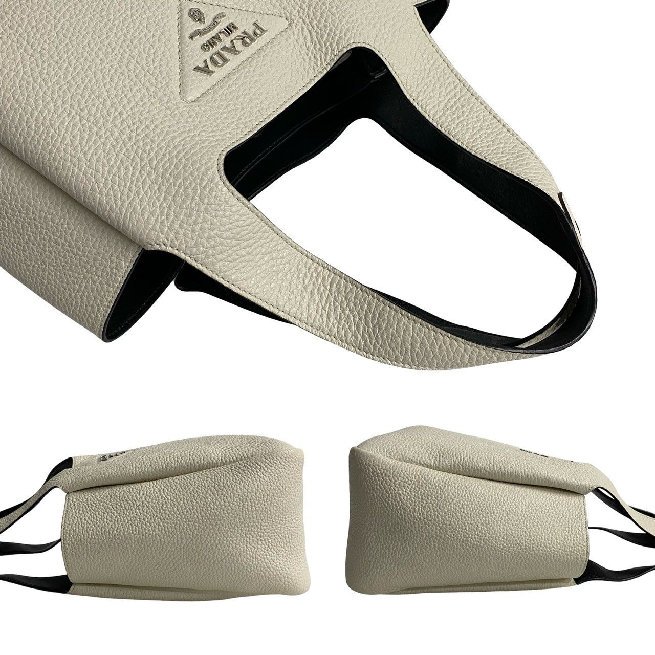 ほぼ未使用 PRADA プラダ ヴィッテロダイノ 三角ロゴ 金具 オール