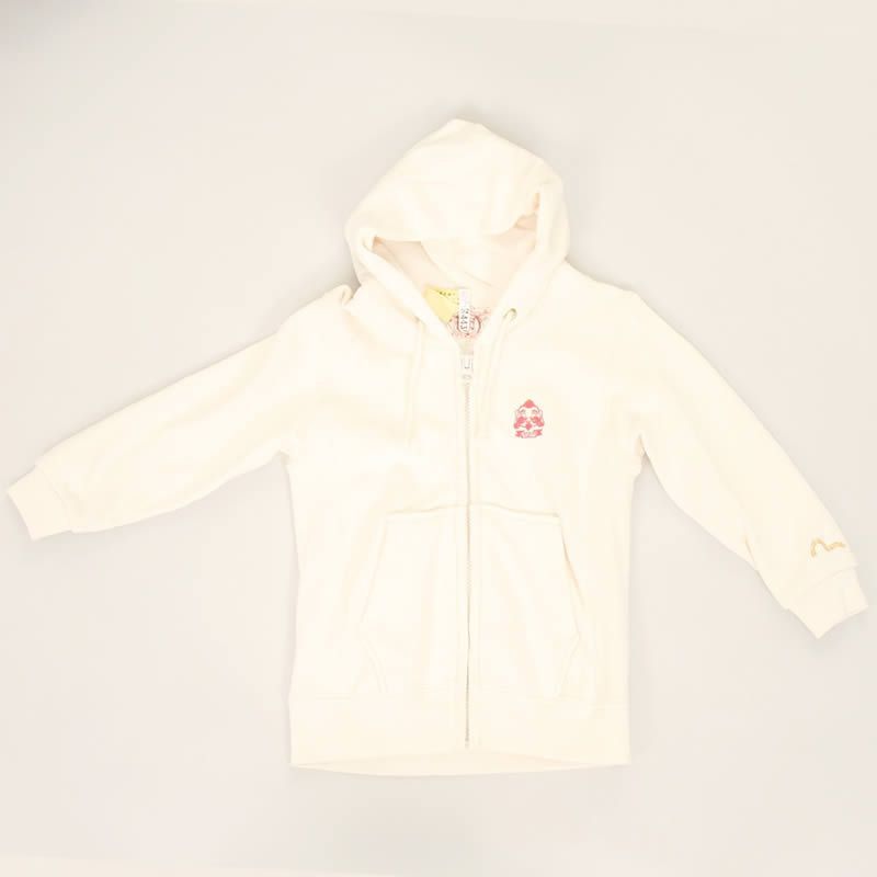 EVISU JEANS KID'S エヴィスジーンズ キッズ ゴットフェイスマーク キッズジップパーカー クリーム フルジップ ユーズド USED エヴィスキッズ 少年エヴィス カモメマーク トレードマーク エヴィス
