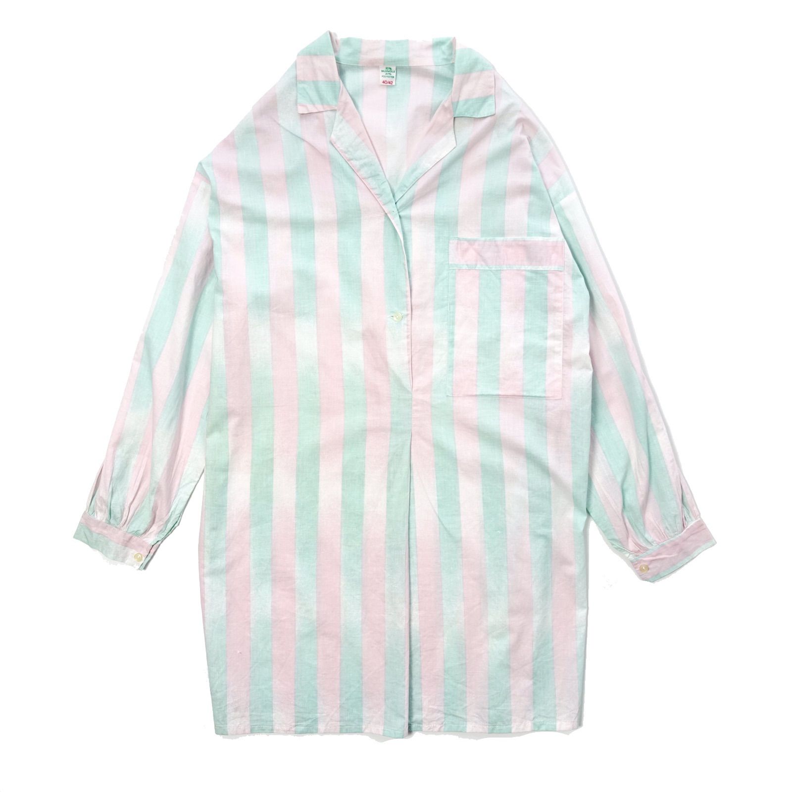 ロリポップグランパシャツ ストライプシャツ ミントグリーン ピンク - メルカリShops
