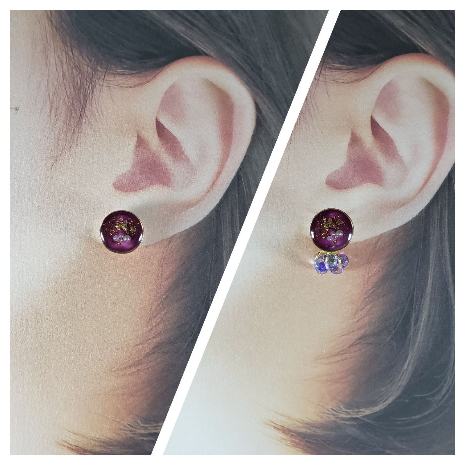 ハンドメイドアクセサリー レジンピアス 2wayタイプ - メルカリ