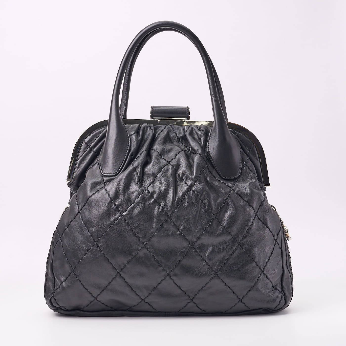 CHANEL シャネル がま口 ワイルドステッチ トートバッグ カーフ