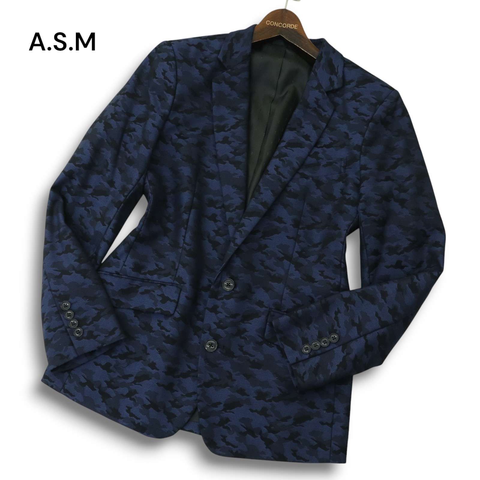 A.S.M アトリエサブ メン 通年 総裏☆ カモフラ 迷彩 総柄 テーラード 