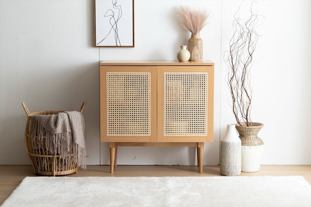 【幅80cm】ラタンキャビネット