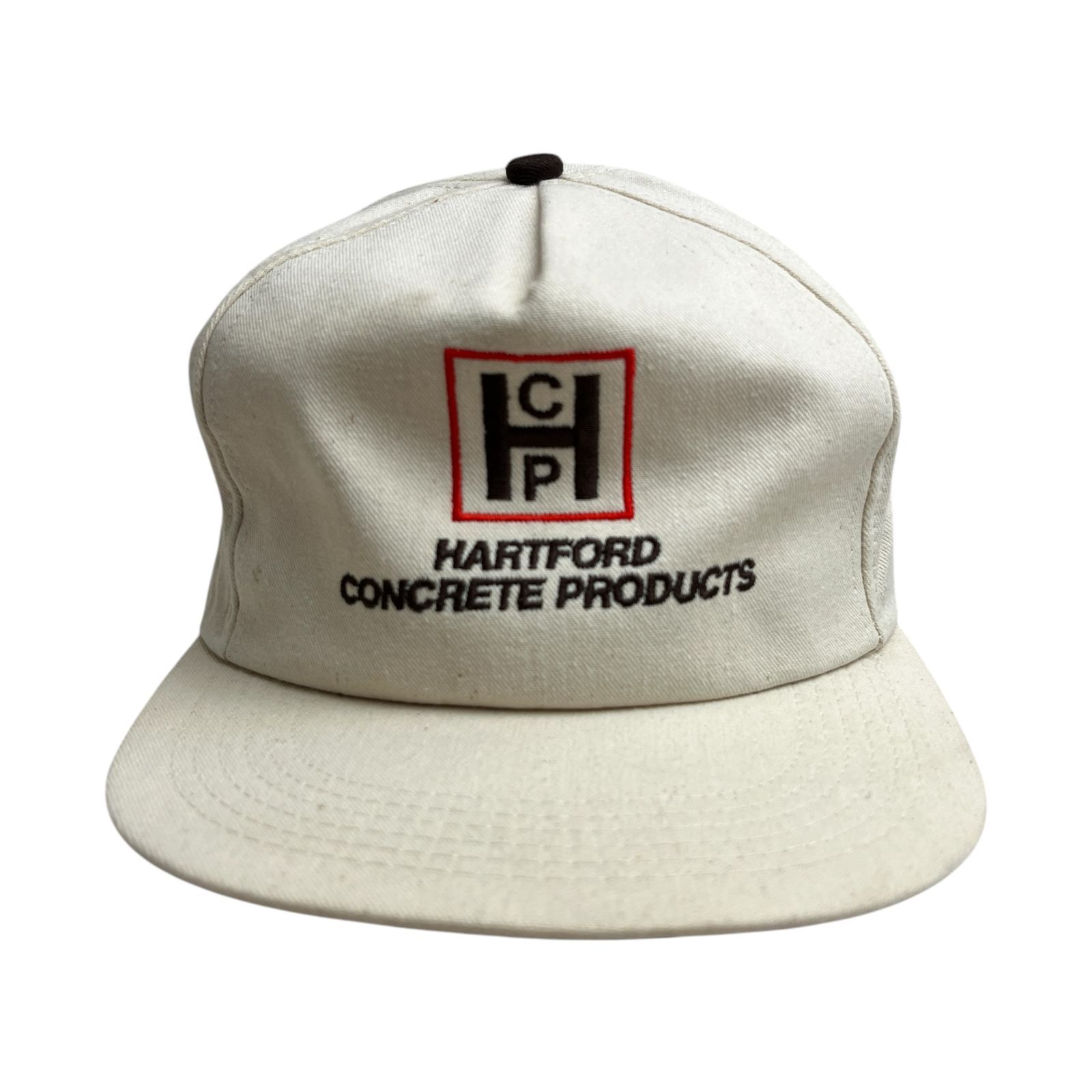 【キャップ/帽子】K-Product製 USA製 HARTFORD CONCRETE PRODUCTS (ハートフォード) ビンテージ トラッカーキャップ ワークキャップ 刺繍 企業 ベージュ ブラック 黒 レッド 赤
