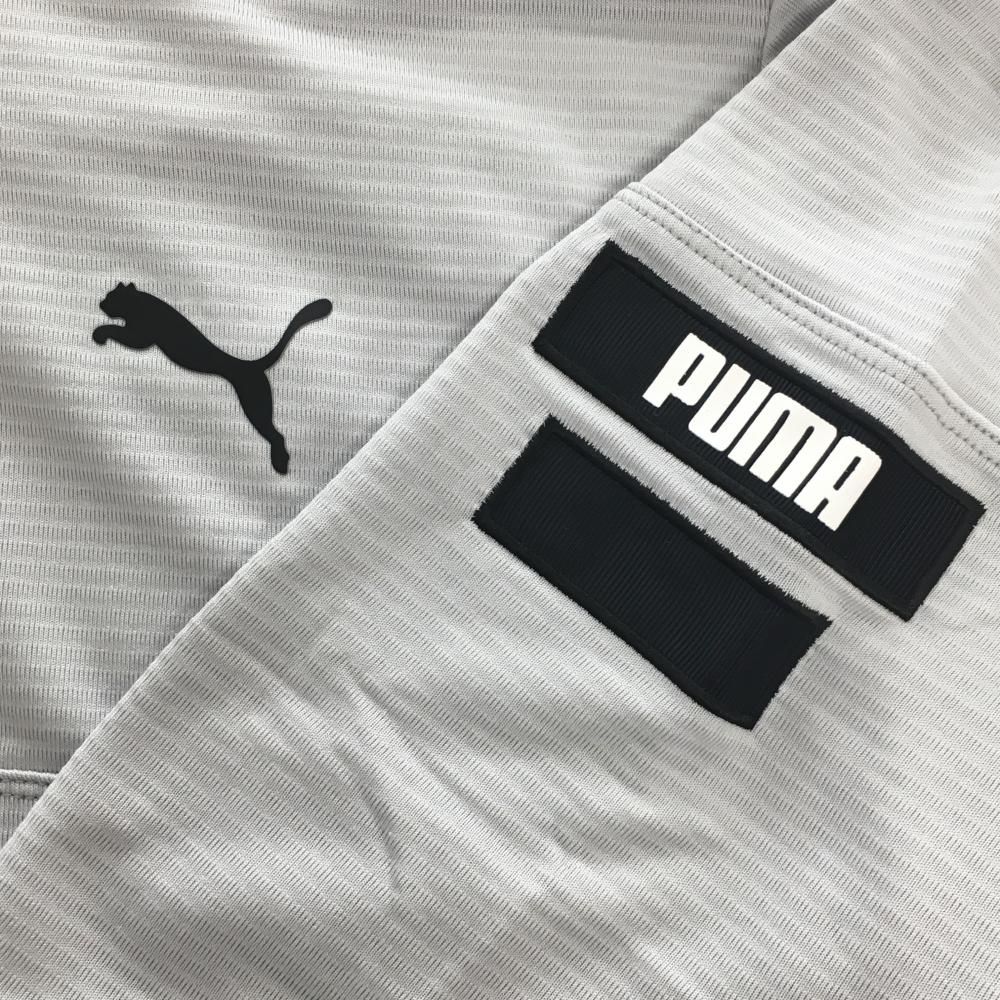 PUMA - 【新品】プーマ 長袖タートルネックシャツ ライトグレー 細ボーダー DRYCELL 裏凹凸起毛  メンズ M ゴルフウェア PUMA 新品】プーマ 長袖タートルネックシャツ ライトグレー 細