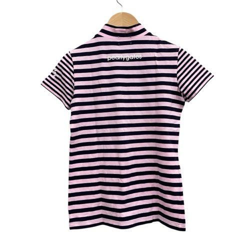 【中古】PEARLY GATES レディース モックネック ブラック サイズ0 ベア疑似メッシュ半袖モックネックカットソー | PEARLY GATES