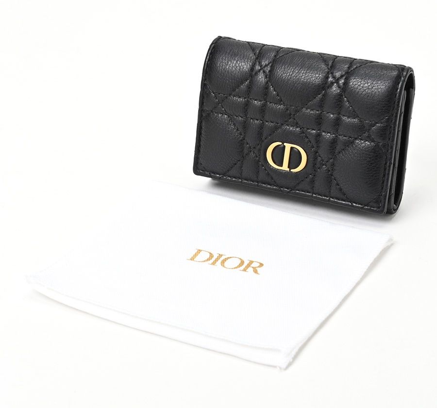 ディオール / DIOR　カロ グリシーヌウォレット　S5132UWHC_M900　カナージュ カーフスキン　ブラック　【中古】 商品番号 S-155697