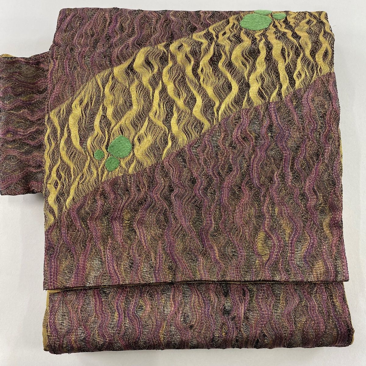 付け帯 作り帯 雪輪 幾何学模様 金銀糸 唐織 赤紫 正絹