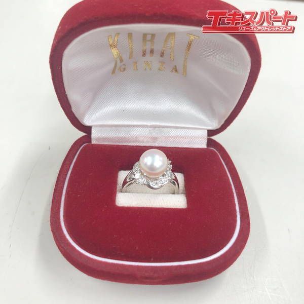 Pt900 約９㎜ パール ダイヤ0.23ct リング 湘南台店