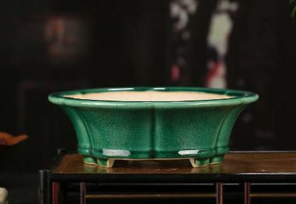 緑氷裂鉢 盆栽鉢 植木鉢 小品盆栽鉢 大品盆栽鉢 陶磁器