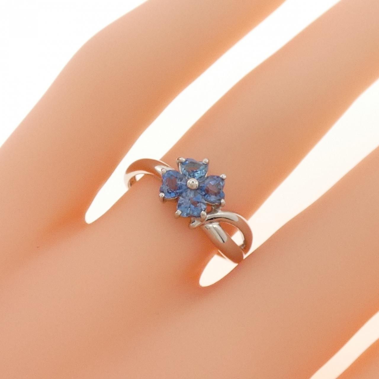 PT900 フラワー アクアマリン リング - メルカリ 