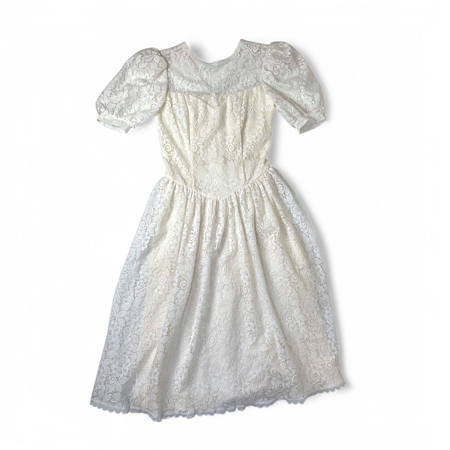 80s VINTAGE】GUNNE SAX ガニーサックス オールレースホワイト