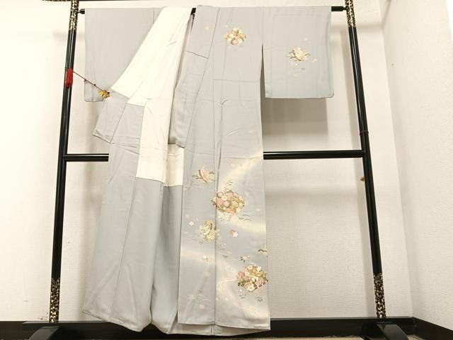 平和屋着物□訪問着 刺繍 ろうけつ染め 光琳菊 正絹 逸品 AAAY5369cs