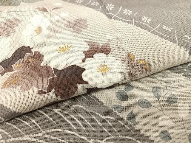 平和屋着物○藤倉守正 本塩沢 やまだ織 訪問着 手描き 草花文 金彩  